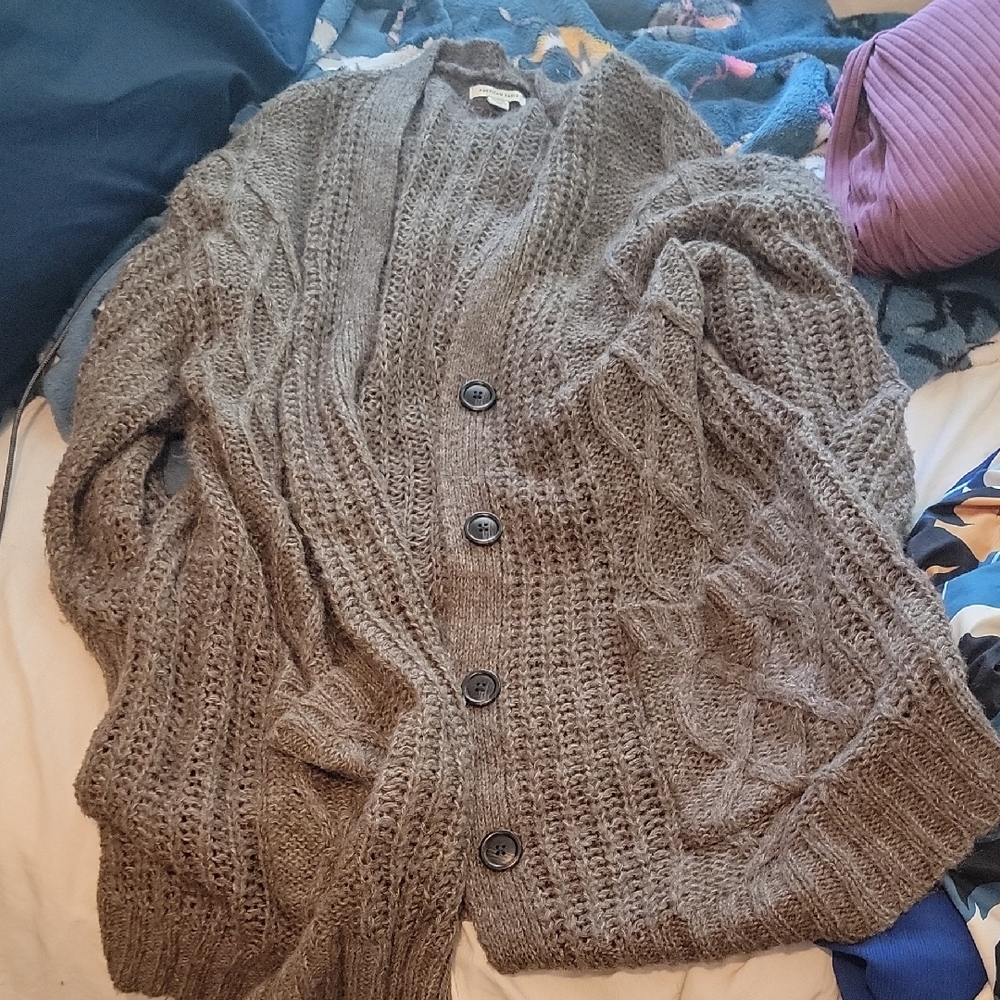 American Eagle Outfitters Green Cardigan Sweater
